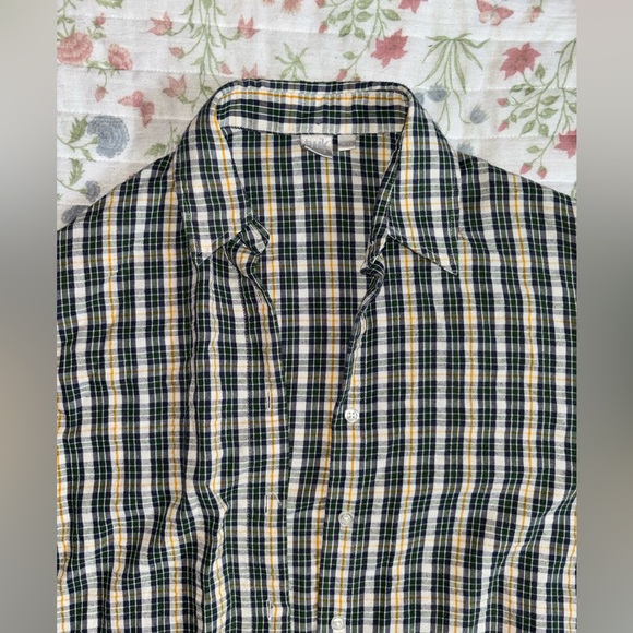 Twik Dark Green, Yellow, Dark Blue and White Plaid Button Down Shirt - Picture 2 of 3